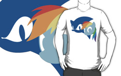 Size: 556x350 | Tagged: dead source, safe, artist:fuzon-s, artist:wafflzxpqx, rainbow dash, pegasus, pony, art theft, clothes, crossover, merchandise, redbubble, shirt, sonic team, sonic the hedgehog, sonic the hedgehog (series)