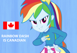 Size: 1568x1080 | Tagged: safe, derpibooru import, rainbow dash, equestria girls, canada, canadian, headcanon, solo