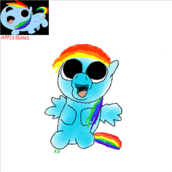 Size: 525x526 | Tagged: safe, artist:applebeans, artist:kirbyrainboom, rainbow dash, pegasus, pony, solo, style emulation