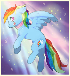 Size: 734x793 | Tagged: safe, artist:roespls, rainbow dash, pegasus, pony, blushing, collar, embarrassed, solo, sparkles