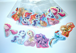 Size: 1024x717 | Tagged: safe, artist:aylastardragon, derpibooru import, applejack, fluttershy, pinkie pie, rainbow dash, rarity, twilight sparkle, earth pony, pegasus, pony, unicorn, photo, sticker