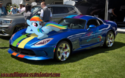 Size: 1500x938 | Tagged: safe, artist:chevrolet-evilimpala, derpibooru import, rainbow dash, human, car, cute, dashabetes, dodge (car), dodge viper, irl, jeep, jeep grand cherokee, photo, ponies in real life, solo, srt viper