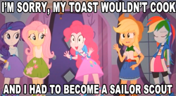 Size: 631x344 | Tagged: safe, derpibooru import, applejack, fluttershy, pinkie pie, rainbow dash, rarity, equestria girls, equestria girls (movie), image macro, meme, pinkie has a crazy idea, two best friends play