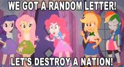 Size: 631x344 | Tagged: safe, derpibooru import, applejack, fluttershy, pinkie pie, rainbow dash, rarity, equestria girls, equestria girls (movie), image macro, meme, nostalgia critic, pinkie has a crazy idea, the king and i