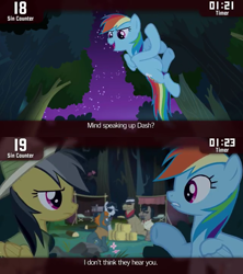 Size: 640x720 | Tagged: safe, derpibooru import, daring do, rainbow dash, pegasus, pony, daring don't, cinemare sins, female, mare