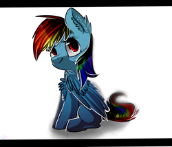 Size: 3500x3000 | Tagged: dead source, safe, artist:bonbrony, rainbow dash, pegasus, pony, letterboxing, shading, sitting, solo