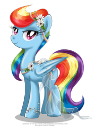 Size: 1410x1900 | Tagged: safe, artist:tiffanymarsou, part of a set, rainbow dash, pegasus, pony, alternate hairstyle, clothes, flower, flower in hair, jewelry, may festival, rainbow dash always dresses in style, see-through, simple background, solo, transparent background