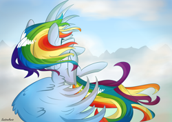 Size: 3150x2227 | Tagged: safe, artist:sentireaeris, derpibooru import, rainbow dash, pegasus, pony, blank flank, filly, filly rainbow dash, flying, solo