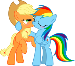 Size: 1134x1004 | Tagged: safe, artist:nikkikitty44, derpibooru import, applejack, rainbow dash, earth pony, pegasus, pony, appledash, blushing, female, kissing, lesbian, shipping, simple background, transparent background, vector