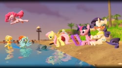 Size: 1920x1080 | Tagged: safe, artist:tbwinger92, derpibooru import, applejack, fluttershy, pinkie pie, rainbow dash, rarity, twilight sparkle, twilight sparkle (alicorn), alicorn, earth pony, pegasus, pony, unicorn, 3d, beach, gmod, implied minecraft, mane six, minecraft, outset island, the legend of zelda, the legend of zelda: the wind waker