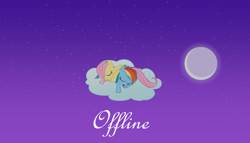 Size: 3677x2100 | Tagged: safe, artist:zacatron94, fluttershy, rainbow dash, pegasus, pony, cloud, night, offline, sleeping