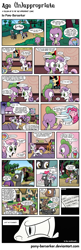 Size: 1230x3815 | Tagged: safe, artist:pony-berserker, derpibooru import, apple bloom, berry punch, berryshine, derpy hooves, lyra heartstrings, night watch, pinkie pie, rainbow dash, rarity, scootaloo, spike, sweetie belle, thunderlane, twilight sparkle, vigilance, dragon, earth pony, pegasus, pony, unicorn, comic:age (in)appropriate, broken window, butt, comic, cutie mark crusaders, dartboard of hate, female, filly, male, mare, pedobear, plot, police, rarilane, shipping, spikebelle, straight, sweetie poo, sweetiedumb, this will end in tears, toilet paper