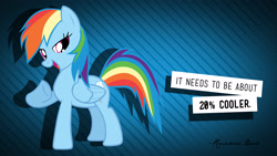 Size: 1920x1080 | Tagged: safe, artist:verygood91, rainbow dash, pegasus, pony, 20% cooler, female, mare, quote, shadow, solo, vector, wallpaper