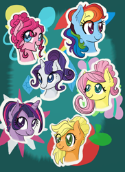 Size: 1024x1409 | Tagged: safe, artist:rastaquouere69, derpibooru import, applejack, fluttershy, pinkie pie, rainbow dash, rarity, twilight sparkle, earth pony, pegasus, pony, unicorn, alternate hairstyle, mane six