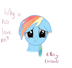 Size: 914x875 | Tagged: safe, anonymous artist, rainbow dash, pegasus, pony, floppy ears, sad, solo