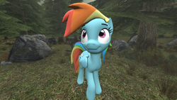 Size: 1920x1080 | Tagged: safe, artist:headphonemc, derpibooru import, rainbow dash, pegasus, pony, 3d, forest, solo