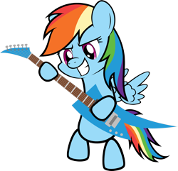 Size: 1292x1248 | Tagged: safe, artist:zacatron94, rainbow dash, pegasus, pony, blue coat, female, guitar, mare, multicolored mane, solo