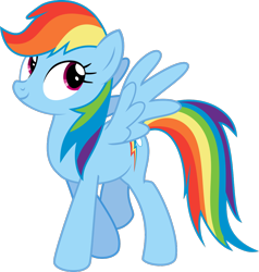 Size: 1026x1080 | Tagged: safe, artist:iknowpony, derpibooru import, rainbow dash, pegasus, pony, newbie dash, .svg available, alternate hairstyle, ashleigh ball, cutie mark, female, forthright filly, hooves, mare, simple background, smiling, solo, spread wings, transparent background, vector, voice actor joke, wings