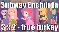 Size: 631x344 | Tagged: safe, derpibooru import, applejack, fluttershy, pinkie pie, rainbow dash, rarity, equestria girls, equestria girls (movie), image macro, meme, pinkie has a crazy idea