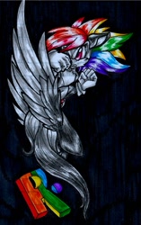 Size: 755x1203 | Tagged: safe, artist:dgshadowchocolate, derpibooru import, rainbow dash, crossover, fusion, lined paper, markers, pencil drawing, rainic, sharpie, sonic the hedgehog, sonic the hedgehog (series), traditional art