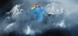 Size: 1000x462 | Tagged: safe, artist:sv37, derpibooru import, rainbow dash, pegasus, pony, blue coat, female, mare, multicolored mane, storm