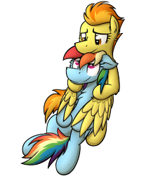 Size: 3472x4176 | Tagged: safe, artist:moemneop, derpibooru import, rainbow dash, spitfire, pegasus, pony, female, four-limbed hug, hug, hug from behind, lesbian, shipping, spitdash, winghug