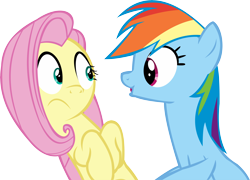 Size: 13238x9536 | Tagged: safe, artist:cyanlightning, derpibooru import, fluttershy, rainbow dash, pegasus, pony, .svg available, absurd resolution, simple background, transparent background, vector