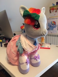 Size: 2448x3264 | Tagged: safe, derpibooru import, rainbow dash, fanfic:my little dashie, build-a-bear, clothes, cumill11's little dashie, dress, irl, photo, plushie, rainbow dash always dresses in style, ribbon, socks