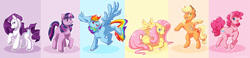 Size: 1280x296 | Tagged: safe, artist:caramelbrulee, derpibooru import, applejack, fluttershy, pinkie pie, rainbow dash, rarity, twilight sparkle, earth pony, pegasus, pony, unicorn, mane six