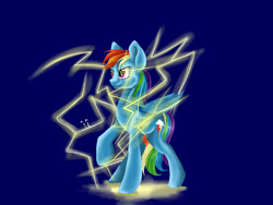 Size: 1000x750 | Tagged: safe, artist:shininglovelystar, derpibooru import, rainbow dash, pegasus, pony, electricity, lightning, solo