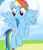 Size: 409x479 | Tagged: safe, derpibooru import, screencap, rainbow dash, pegasus, pony, top bolt, flying, solo