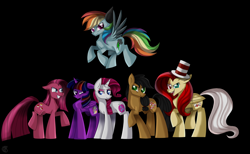 Size: 6500x4000 | Tagged: safe, artist:starshame, derpibooru import, applejack, fluttershy, pinkie pie, rainbow dash, rarity, twilight sparkle, twilight sparkle (alicorn), alicorn, earth pony, pegasus, pony, unicorn, demented six, elements of insanity, fluttershout, mane six, pinkis cupcake