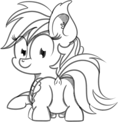 Size: 752x775 | Tagged: safe, artist:pastelhorses, derpibooru import, rainbow dash, pegasus, pony, featureless crotch, looking back, monochrome, plot, solo