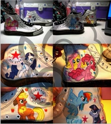 Size: 503x561 | Tagged: safe, artist:chibichiara, derpibooru import, applejack, fluttershy, pinkie pie, rainbow dash, rarity, twilight sparkle, earth pony, pegasus, pony, unicorn, clothes, converse, photo, shoes