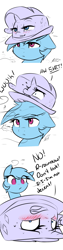 Size: 600x2394 | Tagged: safe, artist:captainpudgemuffin, derpibooru import, rainbow dash, rarity, object pony, original species, pegasus, pony, unicorn, bedroom eyes, blushing, comic, embarrassed, fedorarity, female, floppy ears, gritted teeth, hat, hat pony, lesbian, lewd, lip bite, living object, not salmon, objectification, open mouth, ponified, raridash, rarihat, shipping, simple background, sketch, sweat, trilby, vulgar, wat, white background, wide eyes