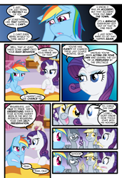 Size: 1024x1497 | Tagged: safe, artist:kazziepones, artist:zaron, derpibooru import, derpy hooves, rainbow dash, rarity, oc, oc:lonely hooves, pegasus, pony, unicorn, comic:lonely hooves, comic, female, glasses, mare