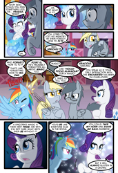 Size: 1024x1497 | Tagged: safe, artist:kazziepones, artist:zaron, derpibooru import, derpy hooves, rainbow dash, rarity, oc, oc:lonely hooves, pegasus, pony, unicorn, comic:lonely hooves, comic, female, glasses, mare, pet rock