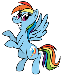 Size: 742x890 | Tagged: safe, artist:fractiouslemon, rainbow dash, pegasus, pony, bipedal, cute, female, grin, looking at you, mare, simple background, smiling, solo, spread wings, transparent background