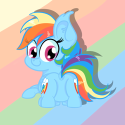 Size: 1000x1000 | Tagged: safe, artist:pastelhorses, derpibooru import, rainbow dash, pegasus, pony, both cutie marks, plot, rainbow background, solo