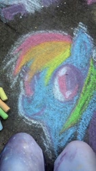 Size: 722x1280 | Tagged: safe, artist:satohai, rainbow dash, pegasus, pony, chalk, chalk drawing, solo