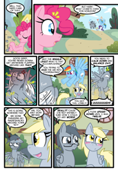 Size: 1024x1497 | Tagged: safe, artist:kazziepones, artist:zaron, derpibooru import, derpy hooves, pinkie pie, rainbow dash, rarity, oc, oc:lonely hooves, earth pony, pegasus, pony, unicorn, comic:lonely hooves, female, glasses, mare