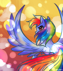 Size: 400x450 | Tagged: safe, artist:mickeym0o, rainbow dash, pegasus, pony, female, mare, simple background, solo