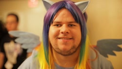 Size: 876x493 | Tagged: safe, rainbow dash, human, brony, cosplay, documentary, fox news, irl, irl human, photo, thousand yard stare