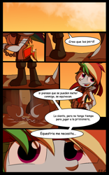 Size: 600x960 | Tagged: safe, artist:fj-c, rainbow dash, human, comic, dialogue, fantasy equestria, humanized, pony coloring, spanish