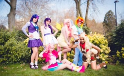 Size: 1500x931 | Tagged: safe, artist:nikitacosplay, derpibooru import, applejack, fluttershy, pinkie pie, rainbow dash, rarity, twilight sparkle, human, cosplay, irl, irl human, mane six, photo