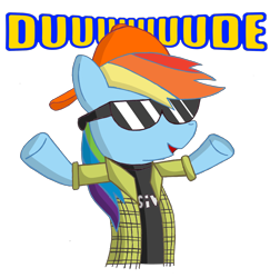 Size: 2512x2583 | Tagged: safe, artist:sergeant16bit, derpibooru import, rainbow dash, pegasus, pony, '90s, '90s kid, atop the fourth wall, channel awesome, linkara, simple background, solo, transparent background