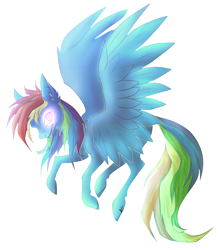 Size: 2059x2323 | Tagged: safe, artist:felixmegalodon, rainbow dash, pegasus, pony, blue coat, female, glowing eyes, mare, multicolored mane, solo