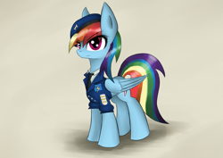 Size: 3739x2651 | Tagged: safe, artist:irigulus, rainbow dash, pegasus, pony, clothes, solo, uniform