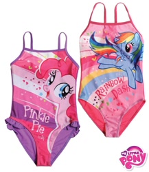 Size: 1300x1500 | Tagged: safe, derpibooru import, pinkie pie, rainbow dash, earth pony, pegasus, pony, clothes, merchandise, one-piece swimsuit, swimsuit