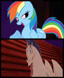 Size: 496x601 | Tagged: safe, screencap, rainbow dash, horse, pegasus, pony, crossover, female, greek mythology, hercules, male, mare, open mouth, pegadash, pegasus (hercules), seduction, seductive, stallion, tongue out